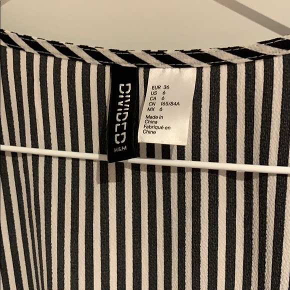 Black/White Striped Wrap Blouse/Top - Picture 4 of 5